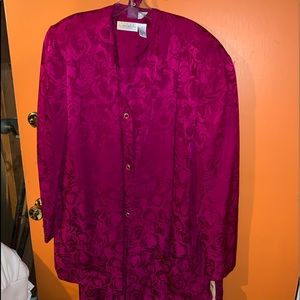 two piece fuchsia dress and jacket set